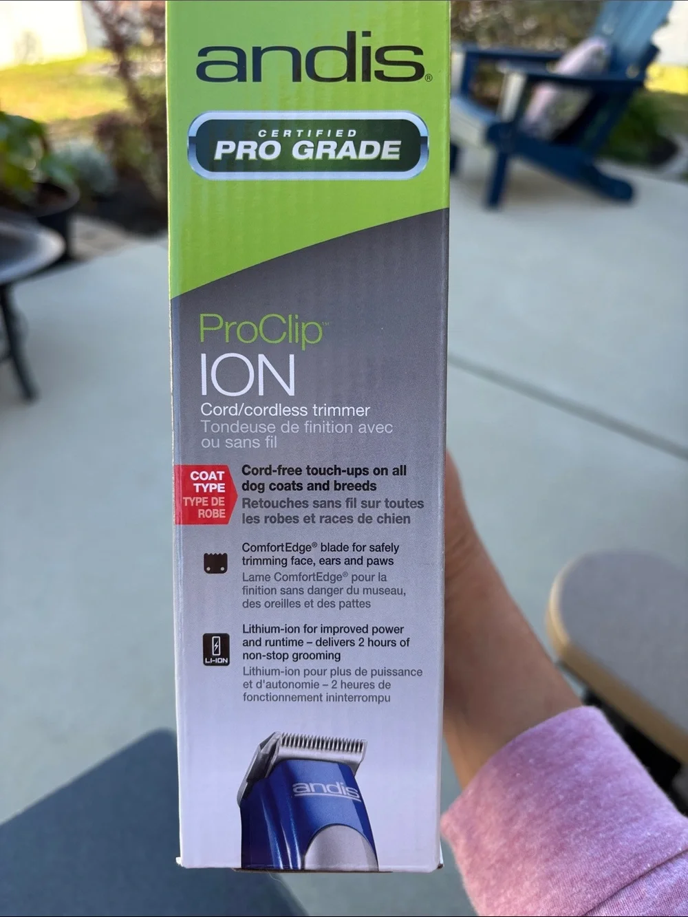 Andis ProClip ION Trimmer in Blue and Silver